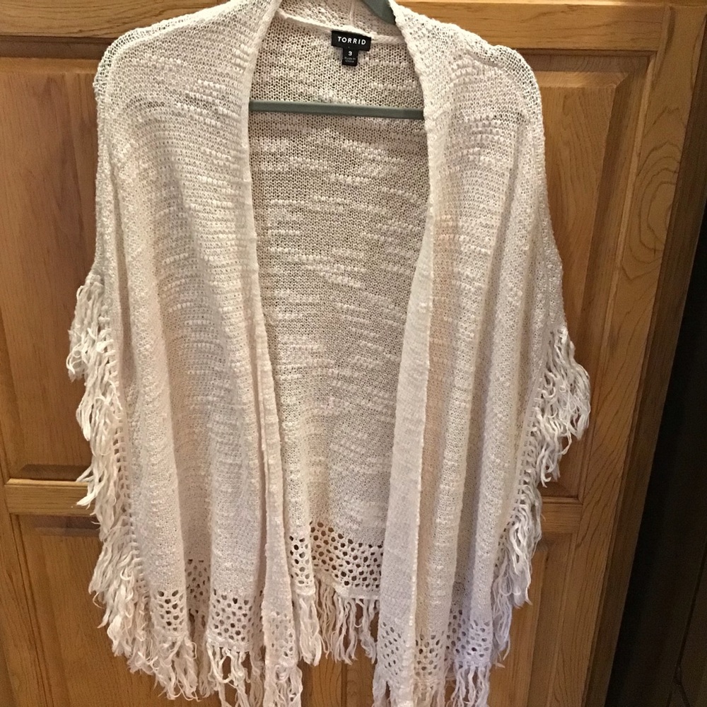 Torrid Size 3 Ivory Cardigan with Fringe